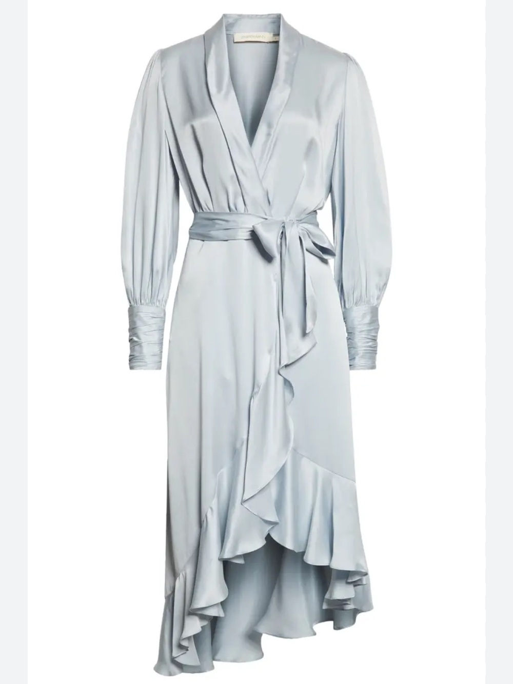 Zimmermann Ice Blue Silk Midi Wrap Dress